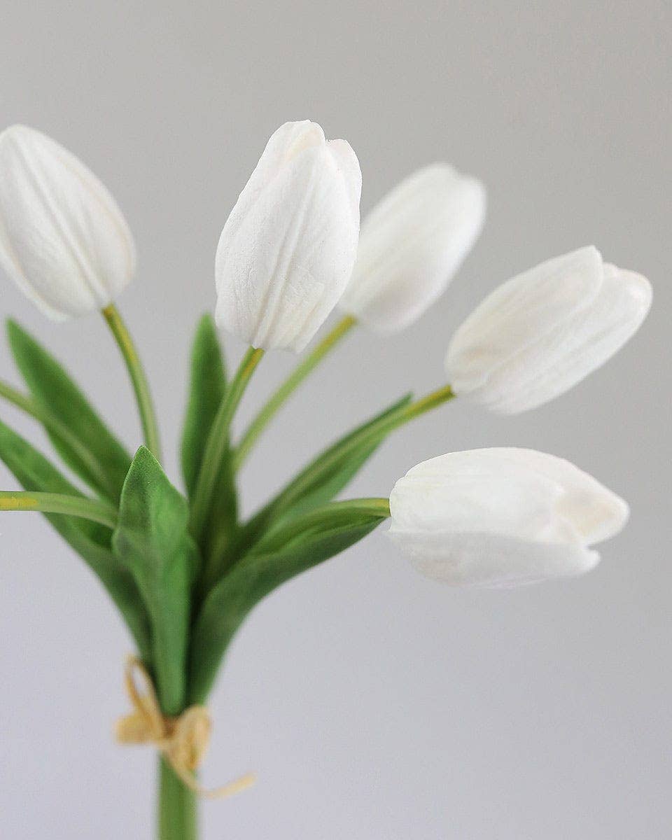 Real Touch White Tulip Bundle 15"