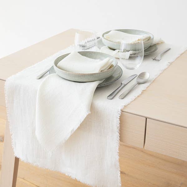 Linen Runner Off White Rustic: 18 x 108