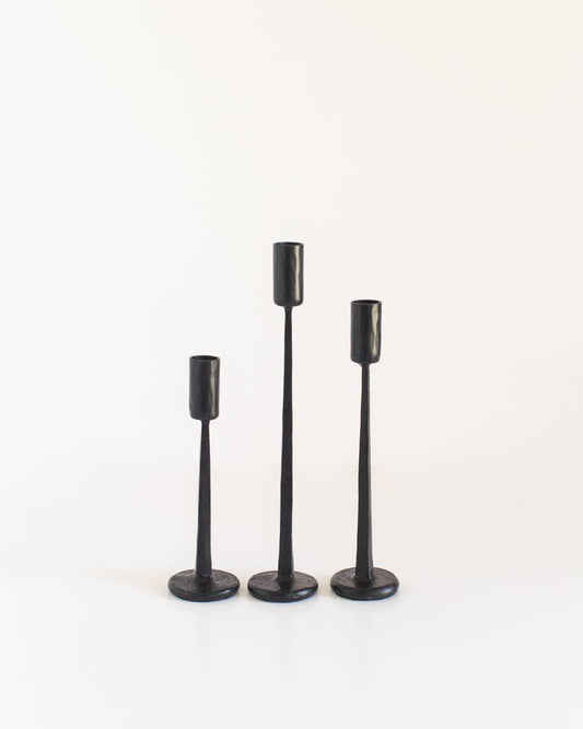 Dante Hand-Forged Iron Candle Stands | Set of 3: Black