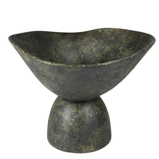 Bastia Organic Bowl on Base, Green Patina