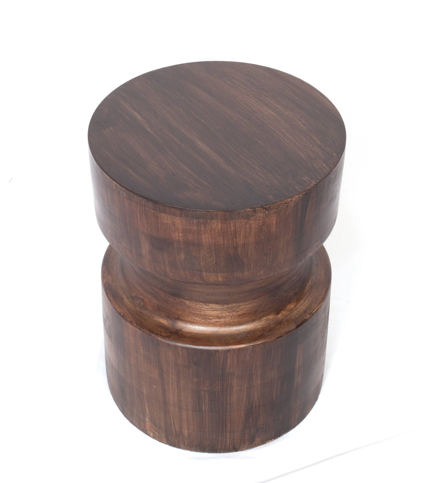 Handmade Mango Wood Drum Side End Table - IN STORE PICK UP ONLY