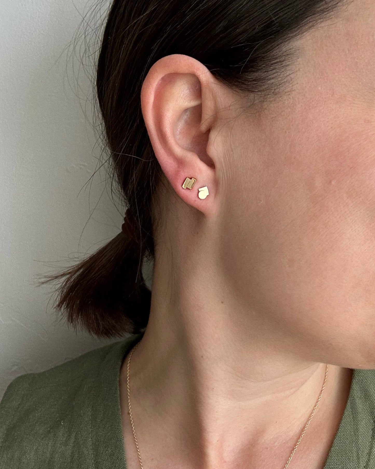 Off-Balance Bar Studs | 14k Vermeil