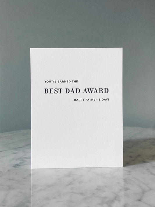 Best Dad Award Letterpress Father's Day Card
