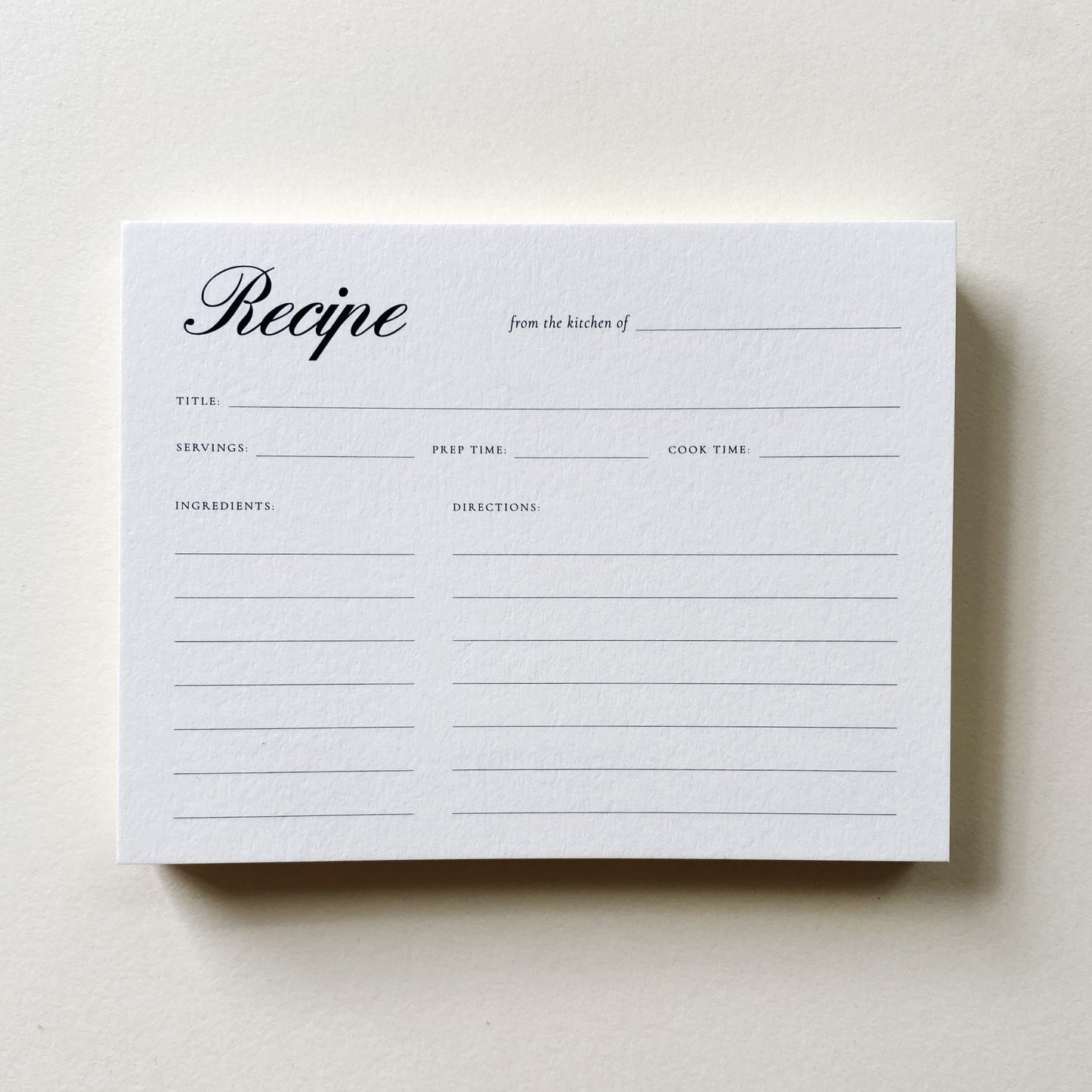 Recipe Card: Natural / Set of 12