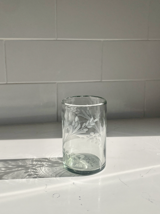 Hand-etched Blown Tumbler Glass: Large