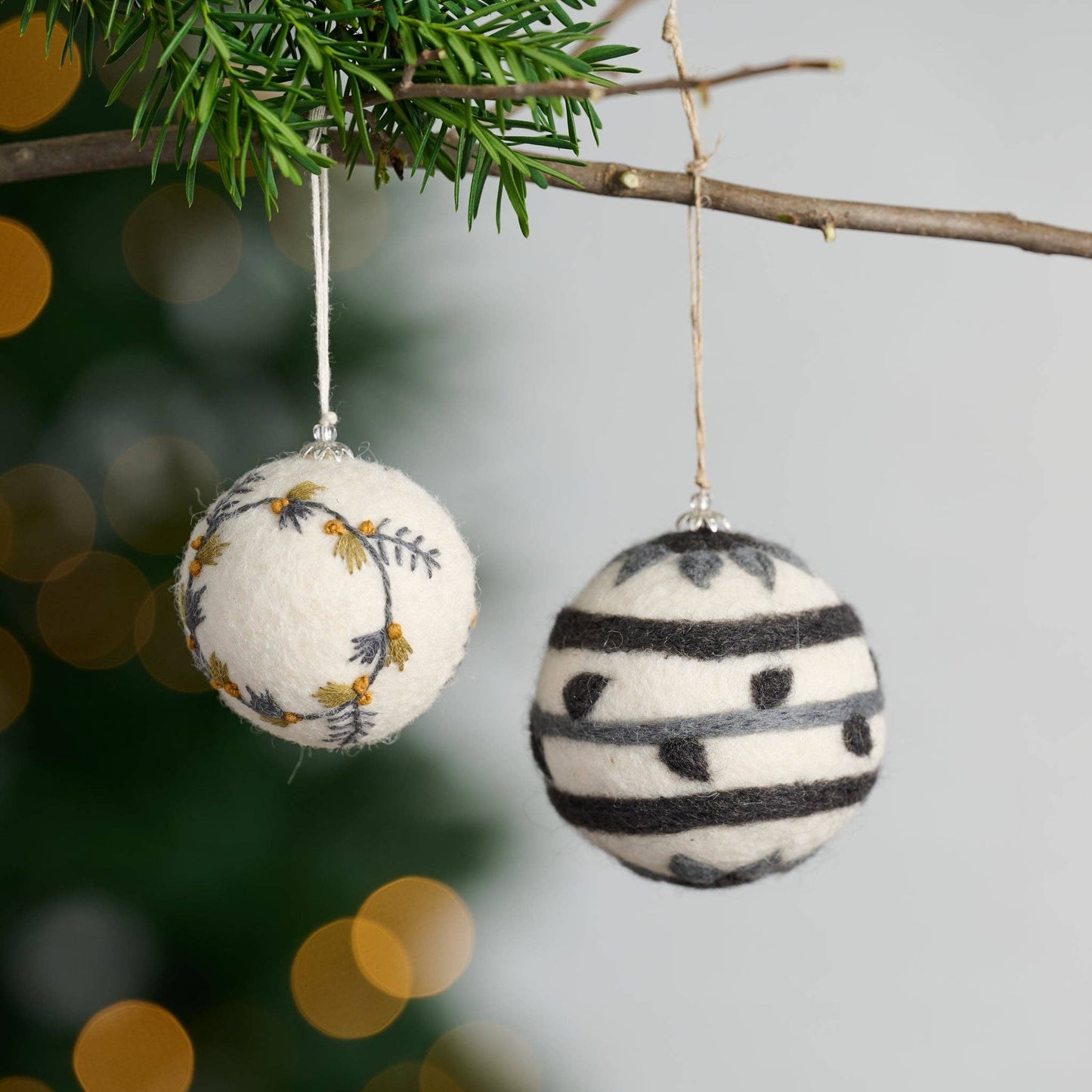 Striped Felt Ball Ornament