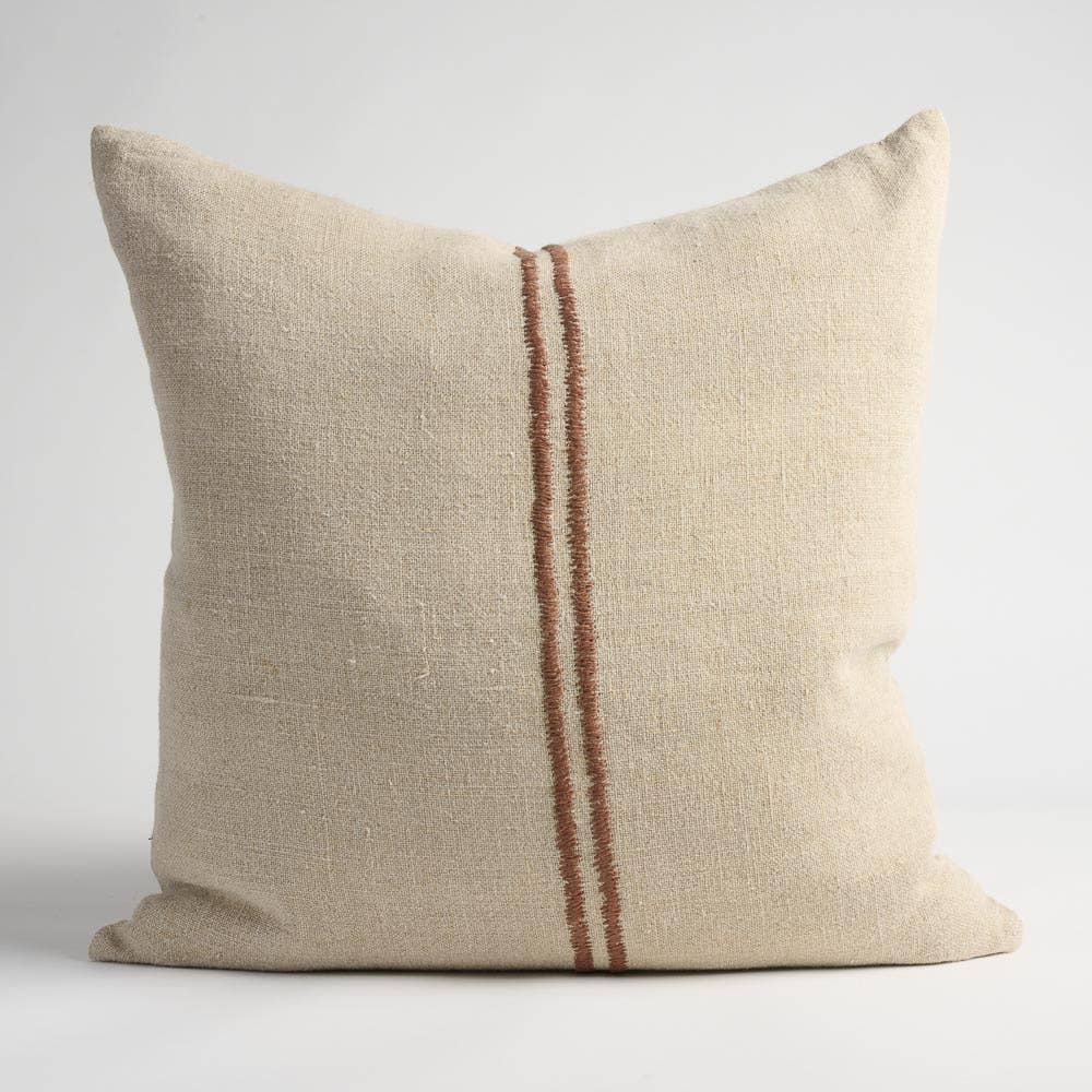 Orion Linen Pillow - Natural/Chocolate