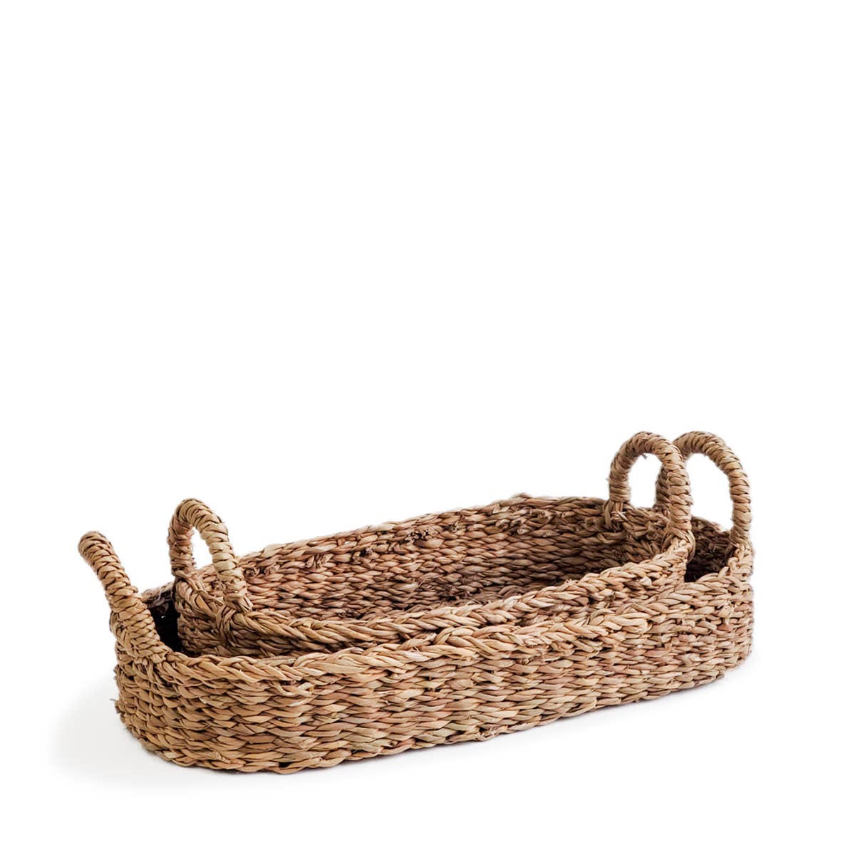 Handwoven Savar Bread Basket with Natural Handle-Set of 2