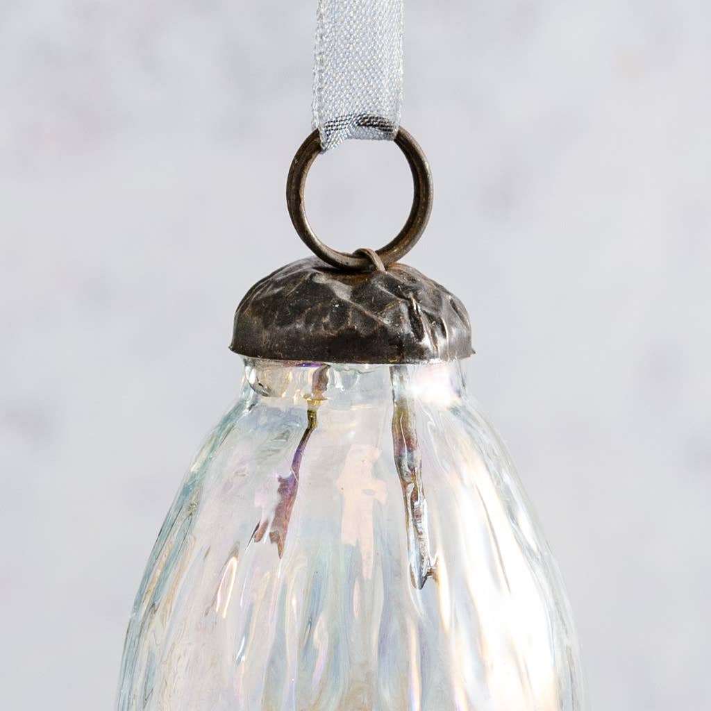 2" Clear Luster Conical Glass Ornament