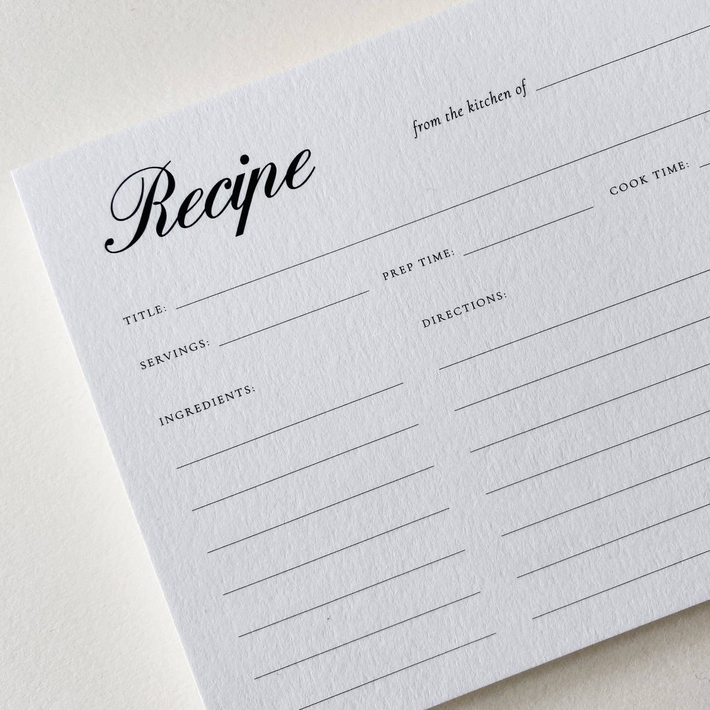 Recipe Card: Natural / Set of 12