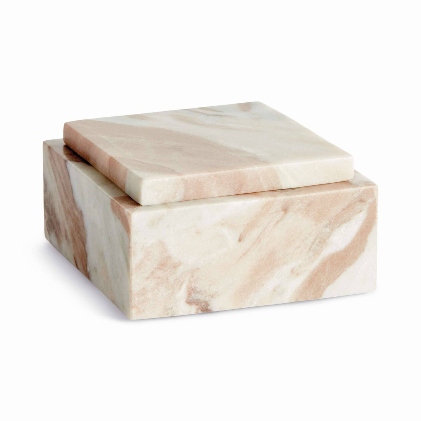 Jaqueline Square Lidded Box - Brown/White Marble