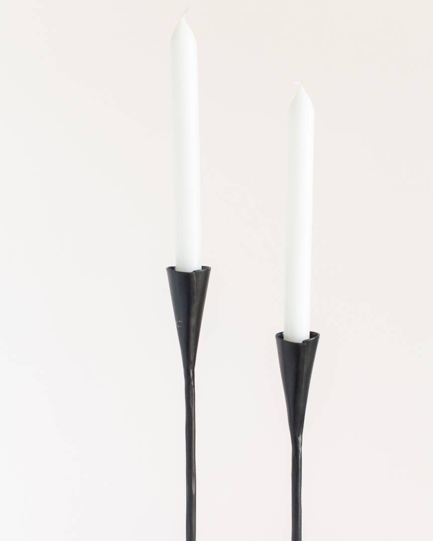 Phoenix Hand-Forged Iron Candle Stands - Set of 2