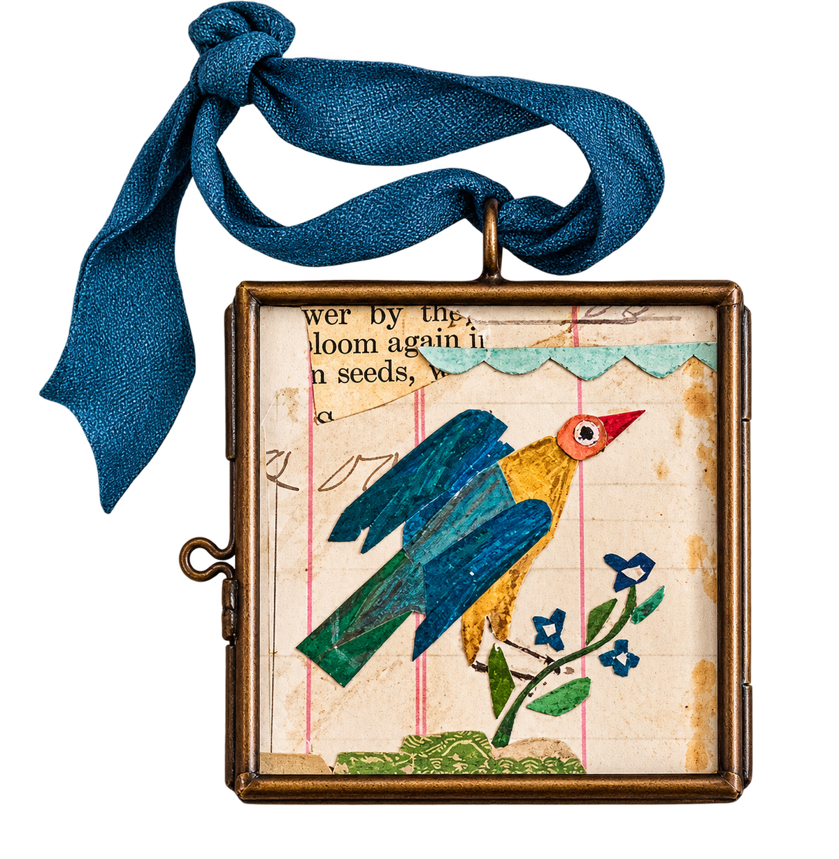 Cassis Folk Bird ~ Lg. Art Vintage Ornament / Locket