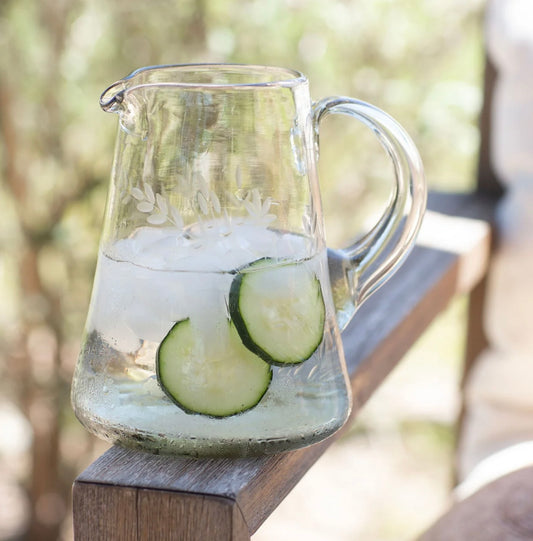 Amélie Hand-etched Blown Pitcher: Large