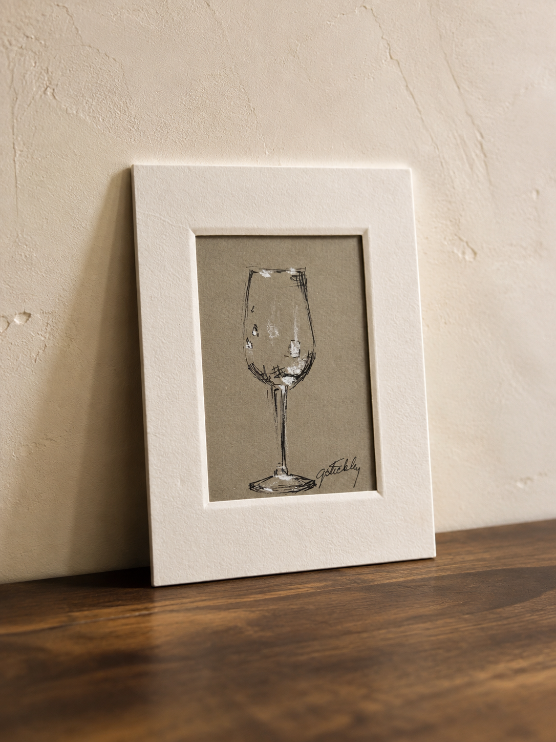 Vintage Pen Sketched Wine Glass