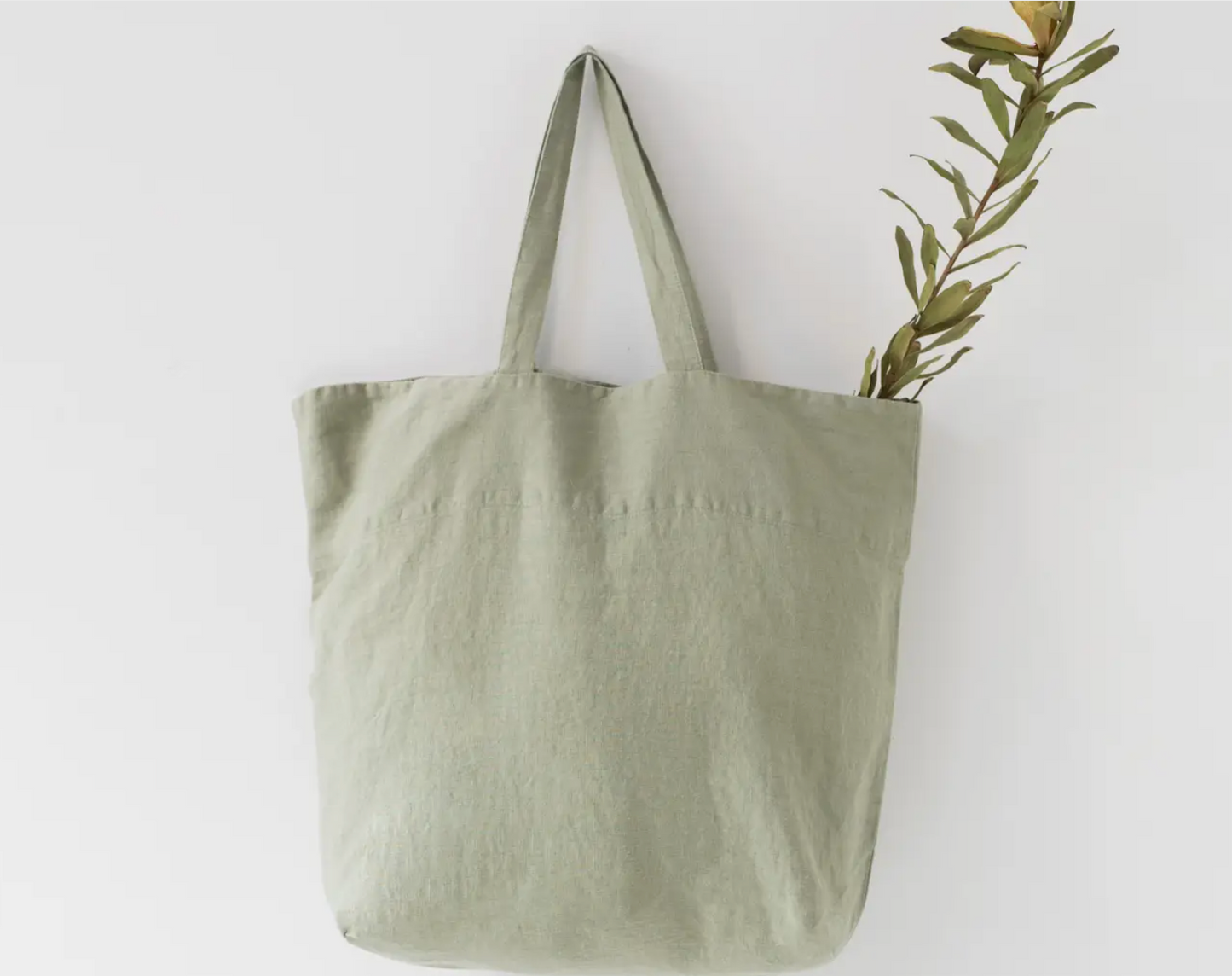 Large Linen Tote Bag - White / Navy / Natural / Black / Ash