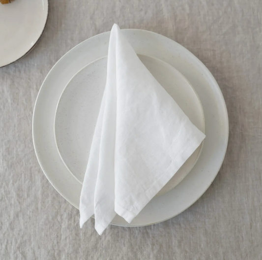 White Linen Napkins Set of 2