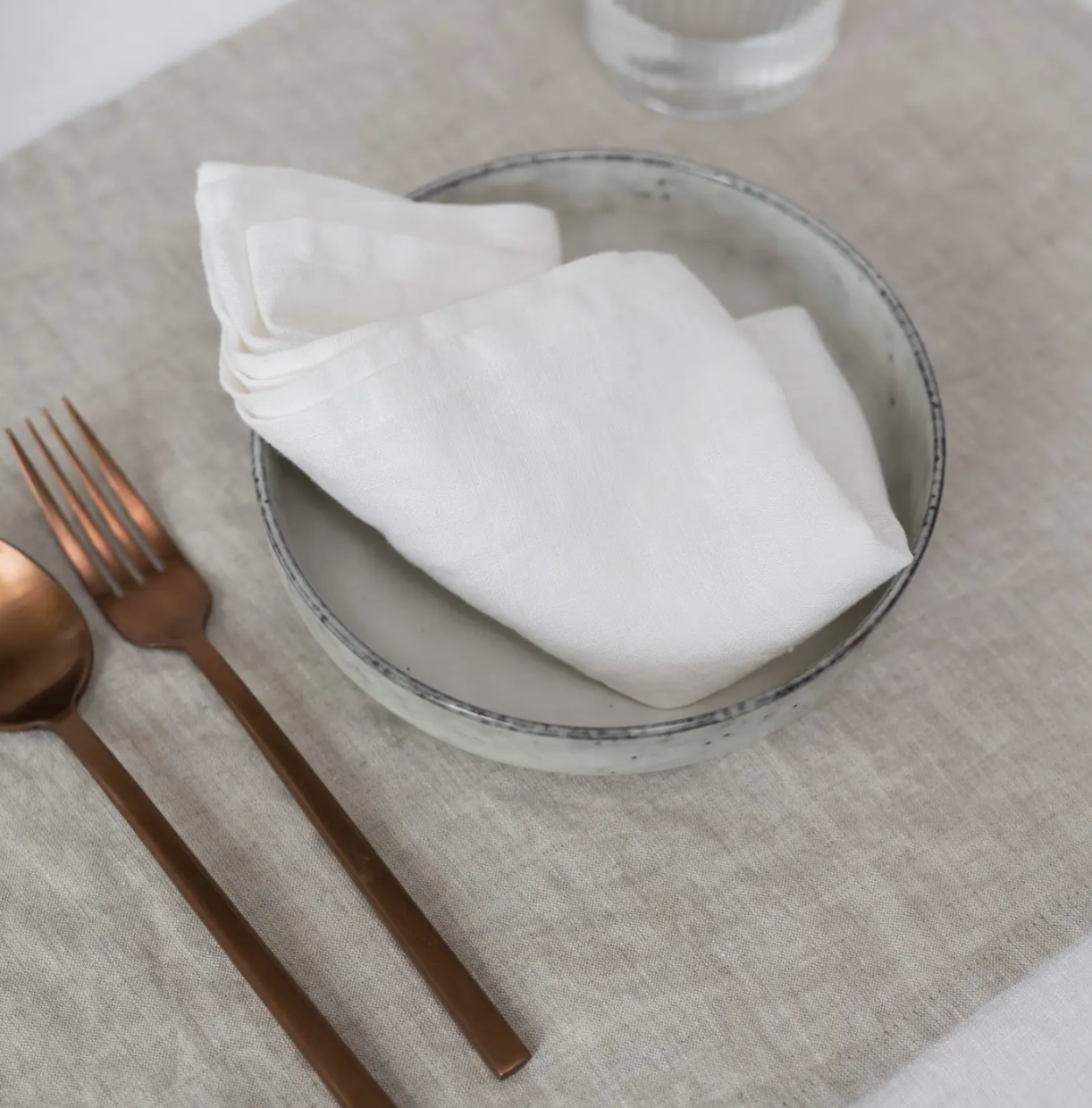 White Linen Napkins Set of 2