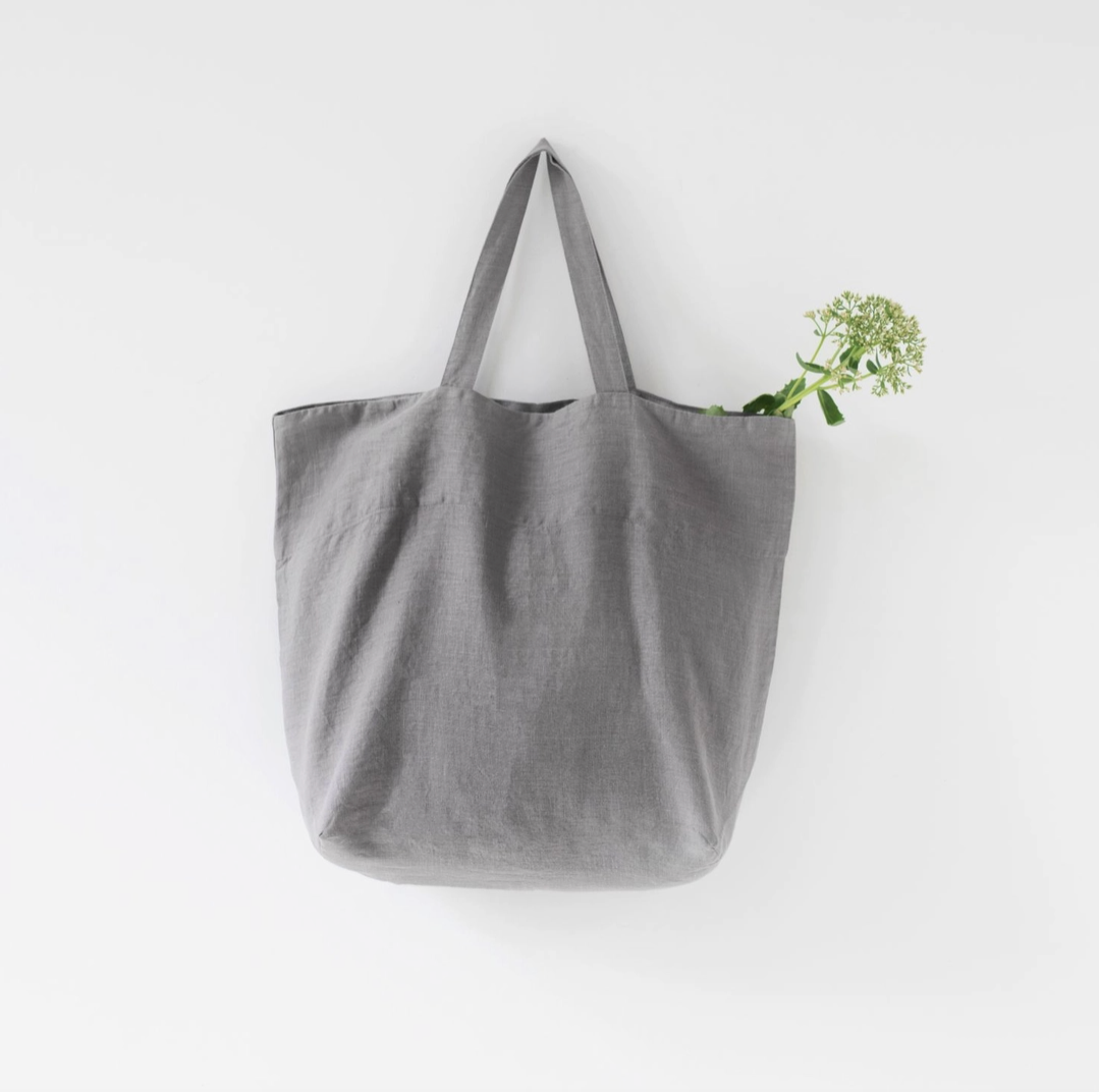 Large Linen Tote Bag - White / Navy / Natural / Black / Ash