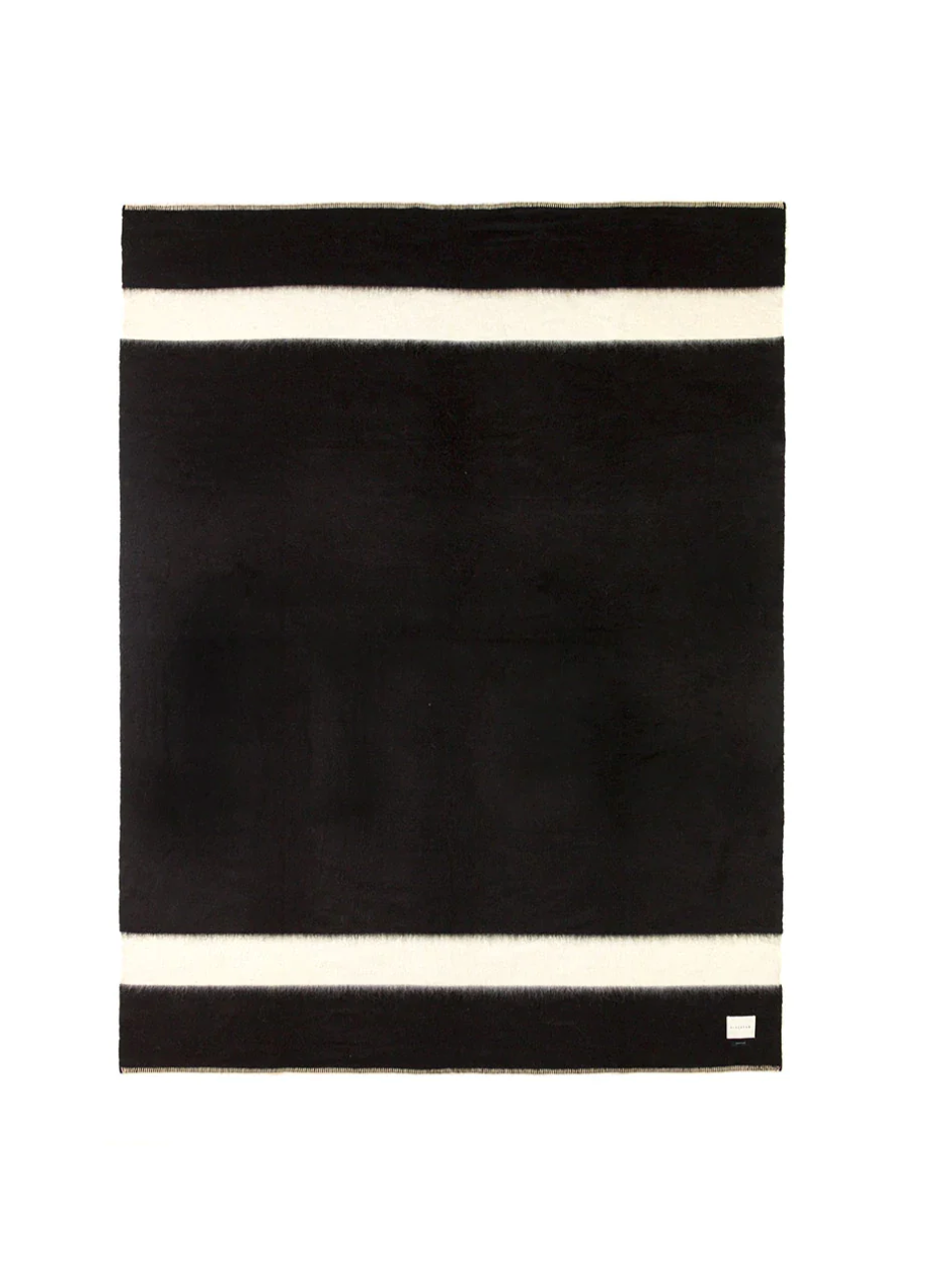 Siempre Throw Blanket Black w/ Ivory Stripe