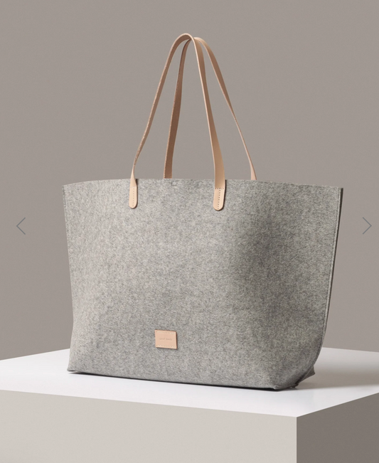 Hana Merino Wool Boat Bag - Granite Vachetta