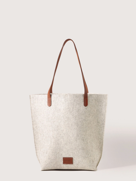 Hana Merino Wool Felt Tote: Heather White