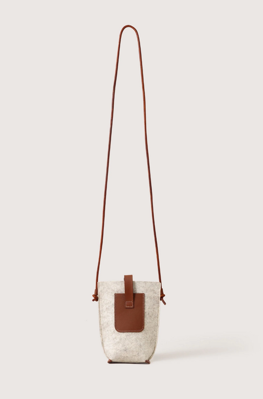 Hana Wool Phone Crossbody - Heather White