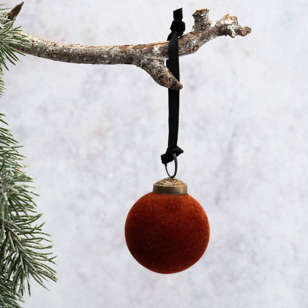 Velvet Glass Hanging Bauble - Russet