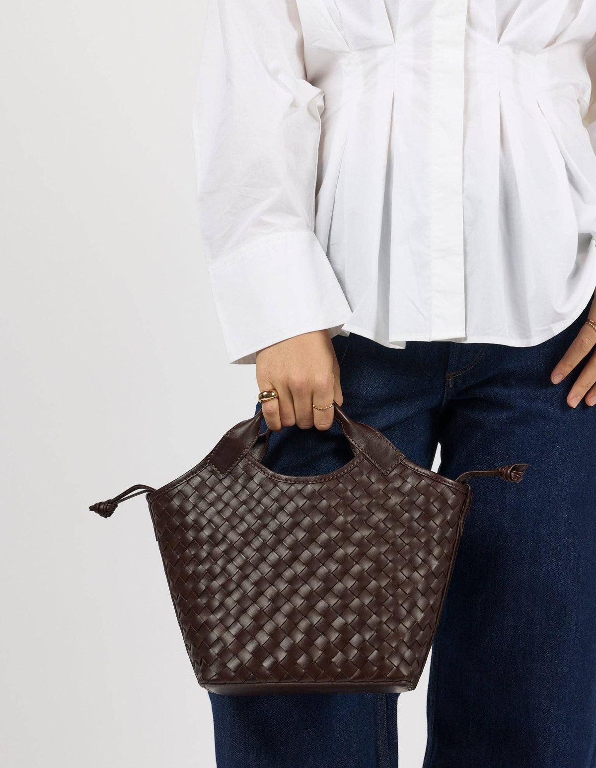 Mara Midi - Chocolate Woven Classic Leather