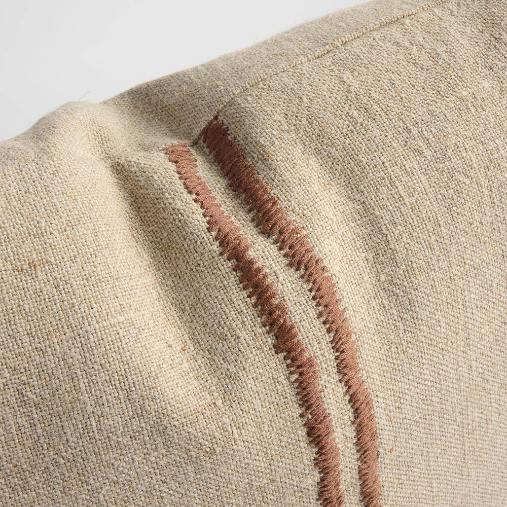 Orion Linen Pillow - Natural/Chocolate