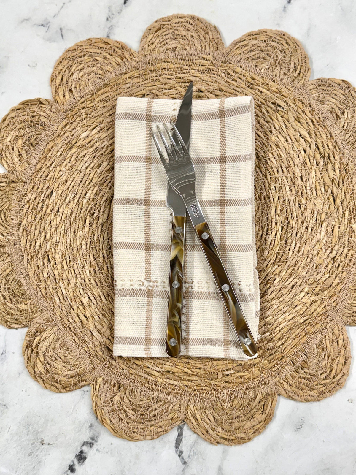 Hand-stitched Napkin, Creme S/2