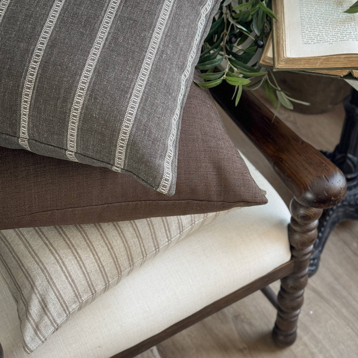 Charlie | Brown Stripe Woven Pillow