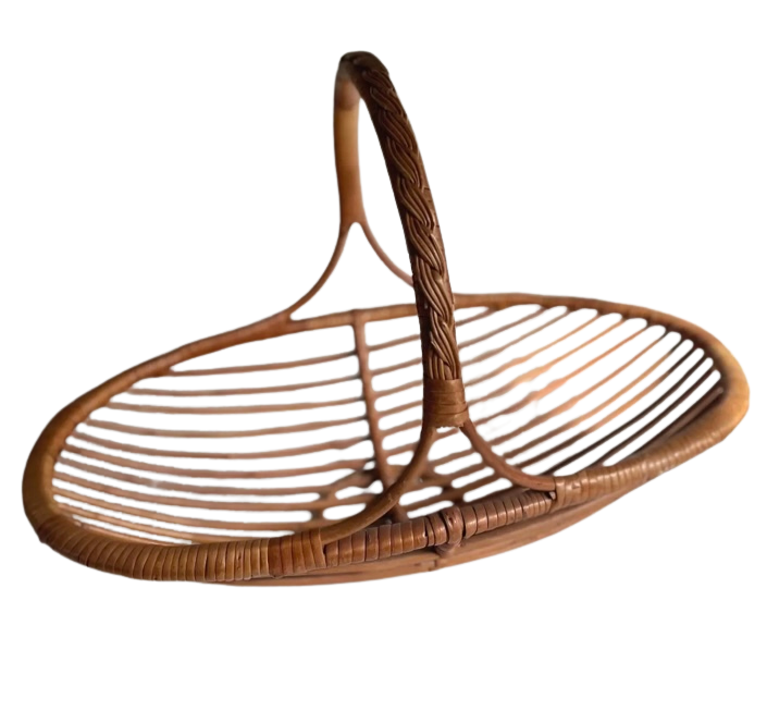 Rare Nesting Pair of Vintage 1950’s French Riviera Rattan Fruit Trugs