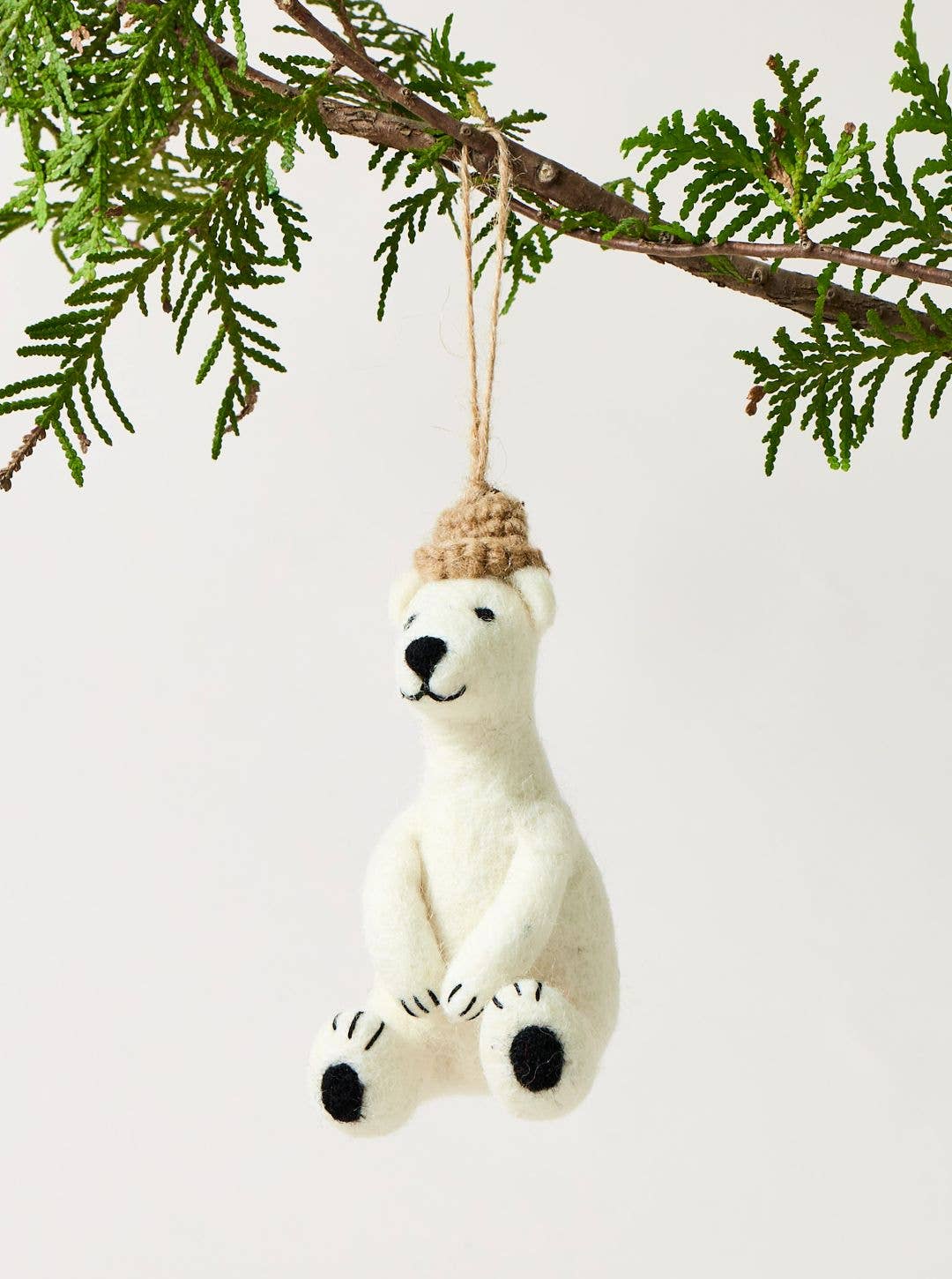 Felted Polar Bear Ornament: Parker