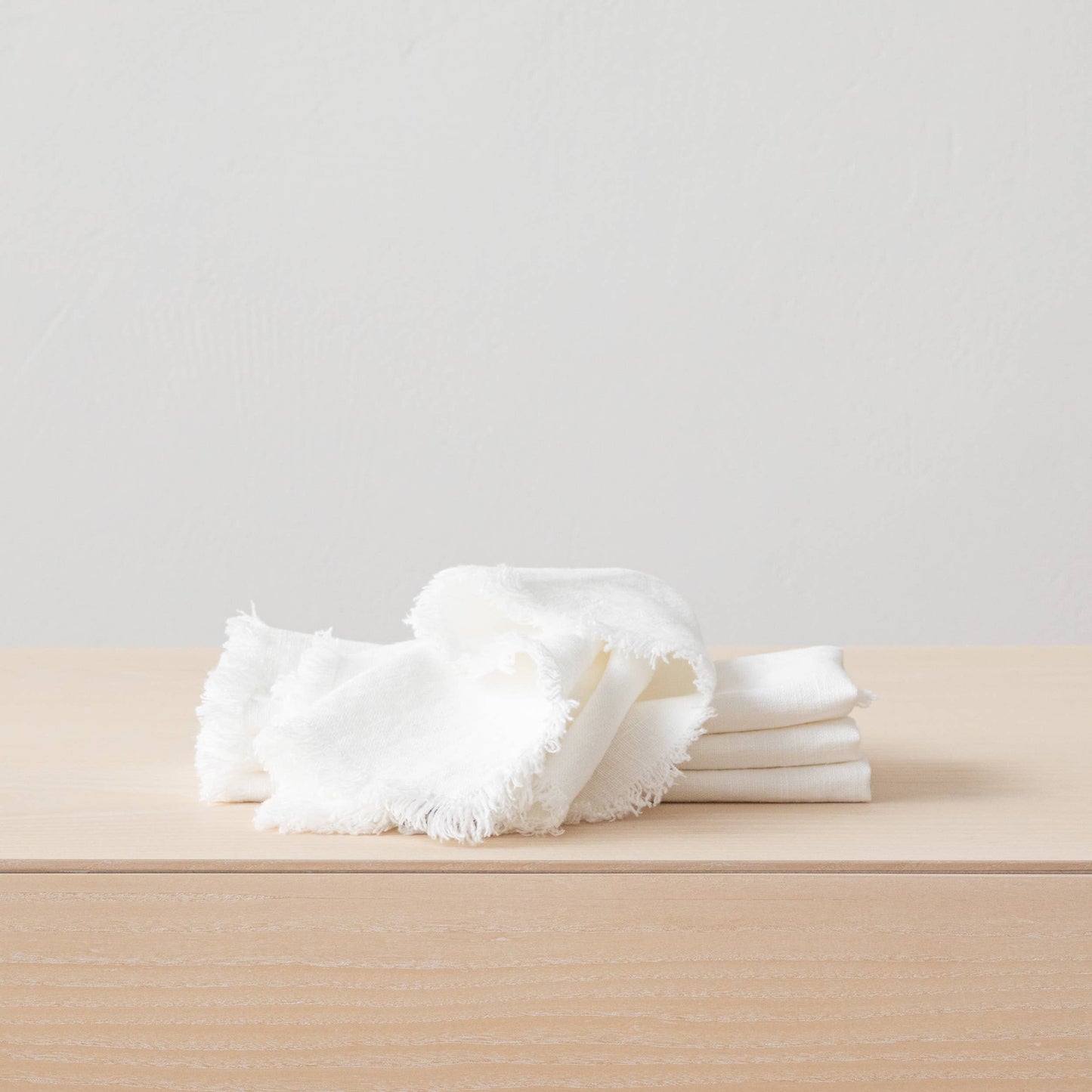 Hand-Made Linen Napkin Terra Fringe - OPTICAL WHITE