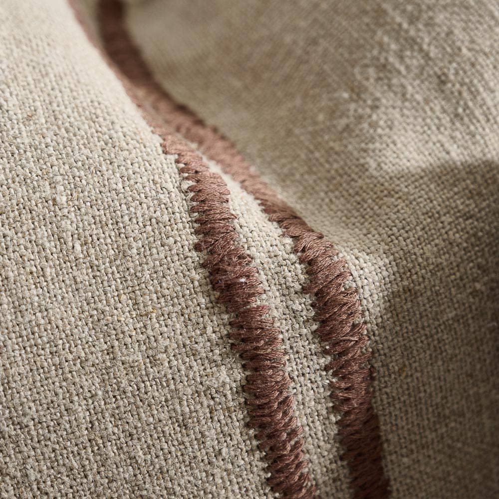 Orion Linen Pillow - Natural/Chocolate