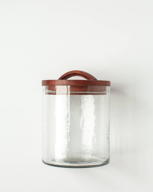 Handblown Hammered Glass Canisters (Small): Clear