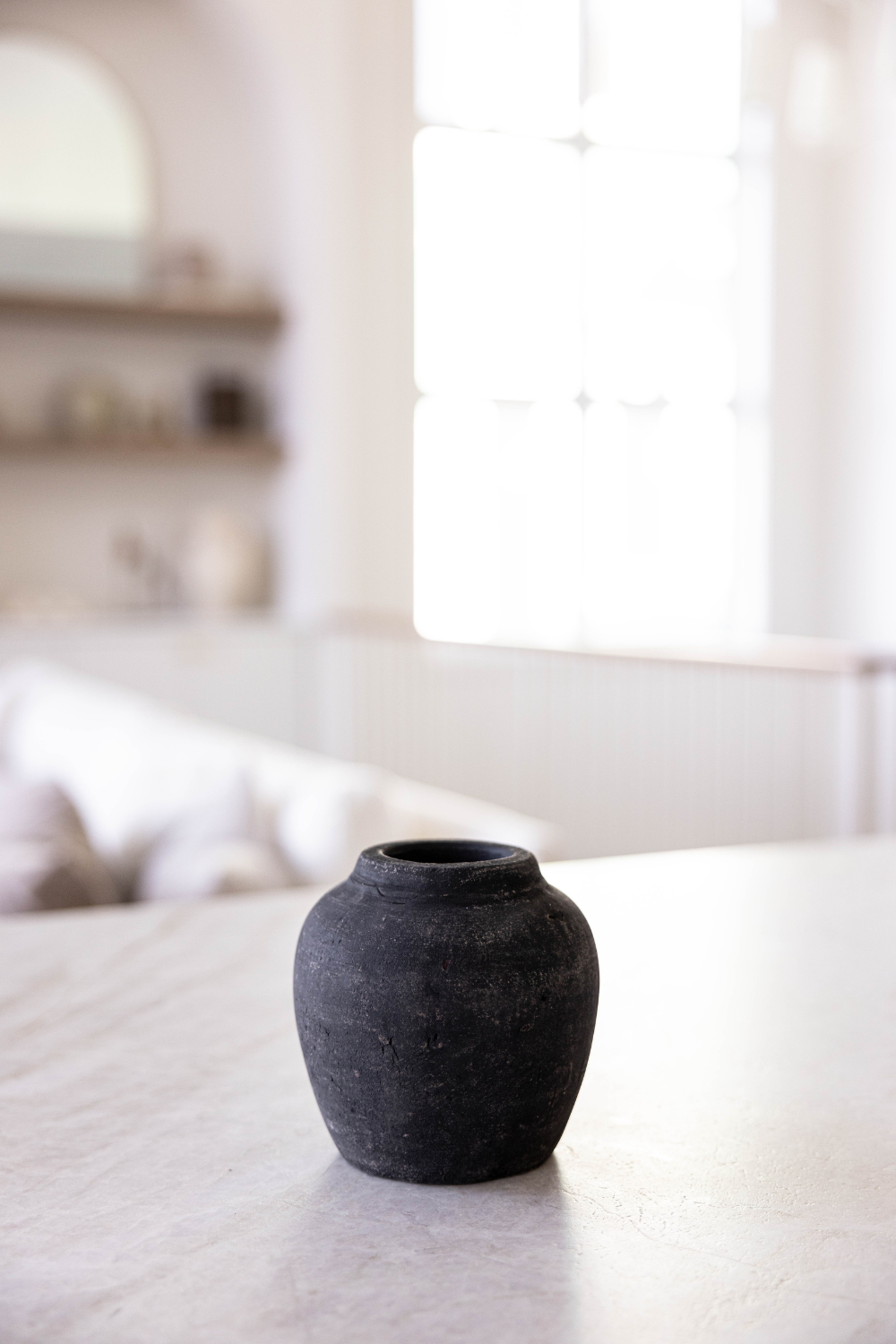 Leon Black Wash Round Vase