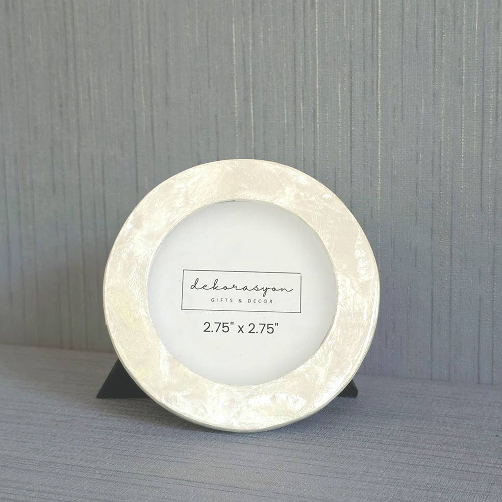 4.25" Capiz Round Mini Frame (Natural White)