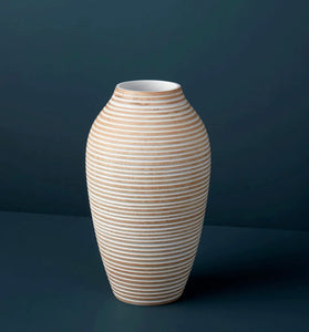 White Stripe Kiln Mango Wood Classic Vase