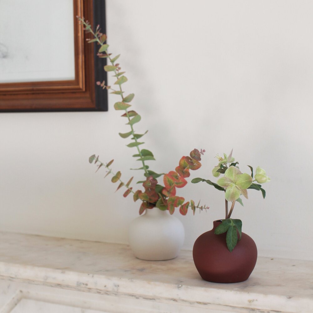 Small Ceramic Blossom Vase - White