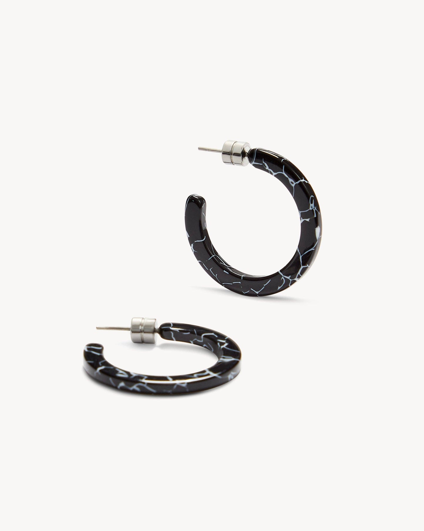 Mini Hoops in Black Marble