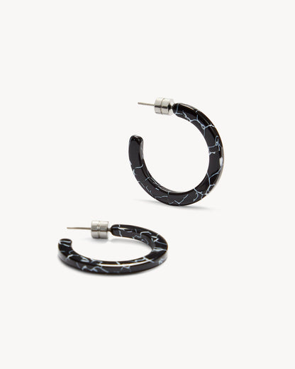 Mini Hoops in Black Marble