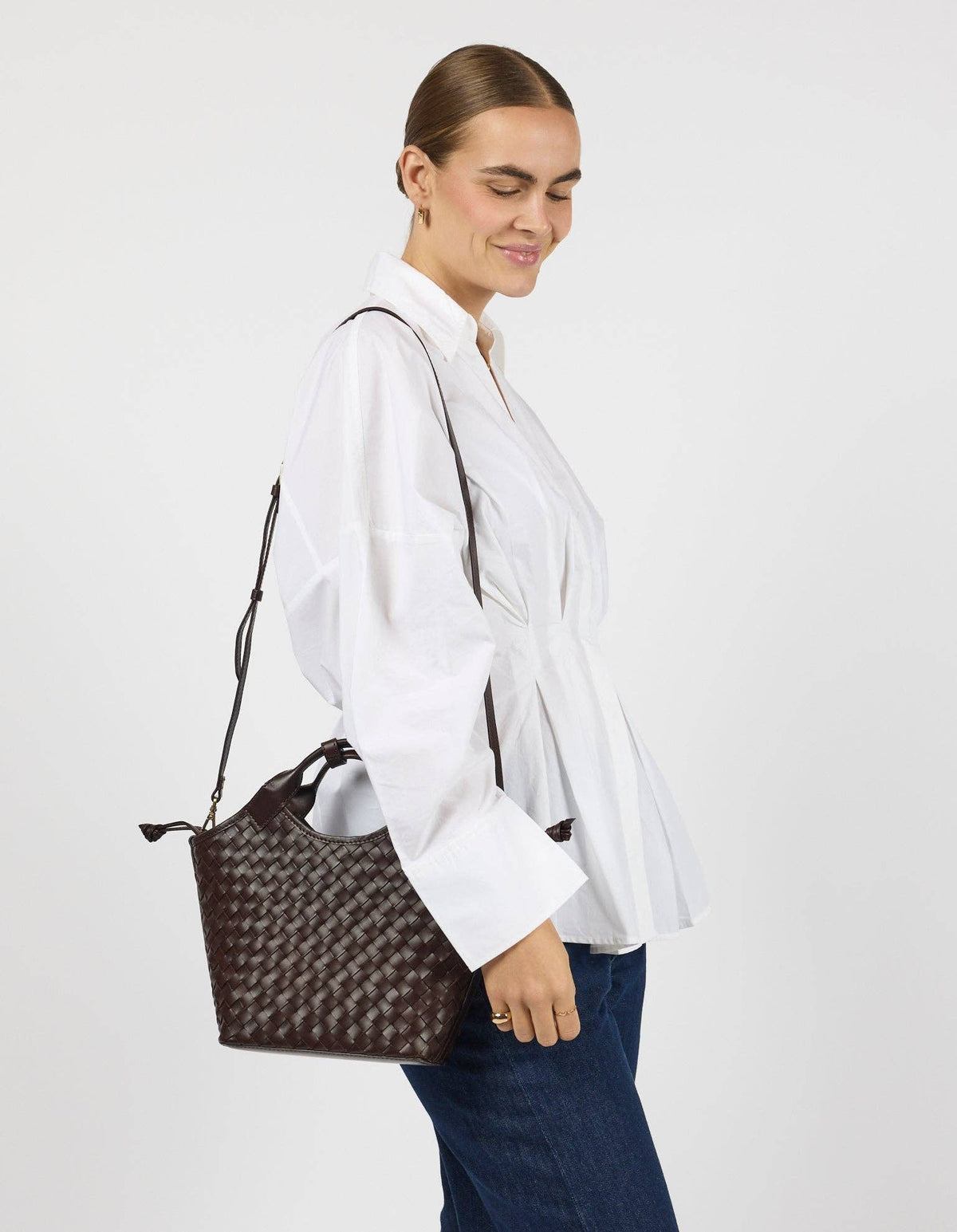 Mara Midi - Chocolate Woven Classic Leather