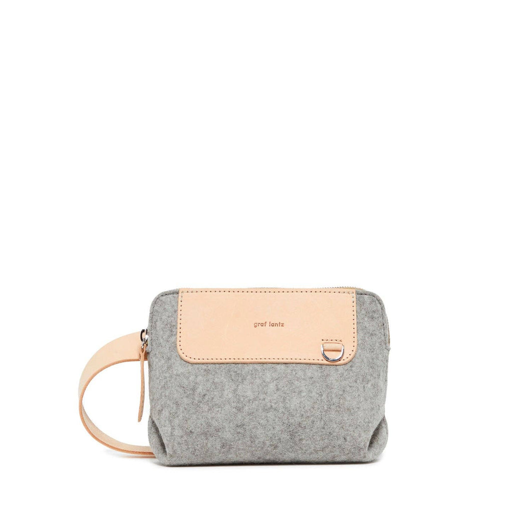 Bedford Merino Wool Felt Belt Bag: Granite/Natural