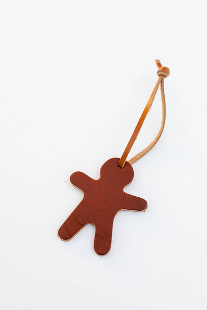 The Leather Christmas Ornament: Tobacco / Dove