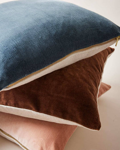 Velvet + Linen Pillow: Walnut / 17"