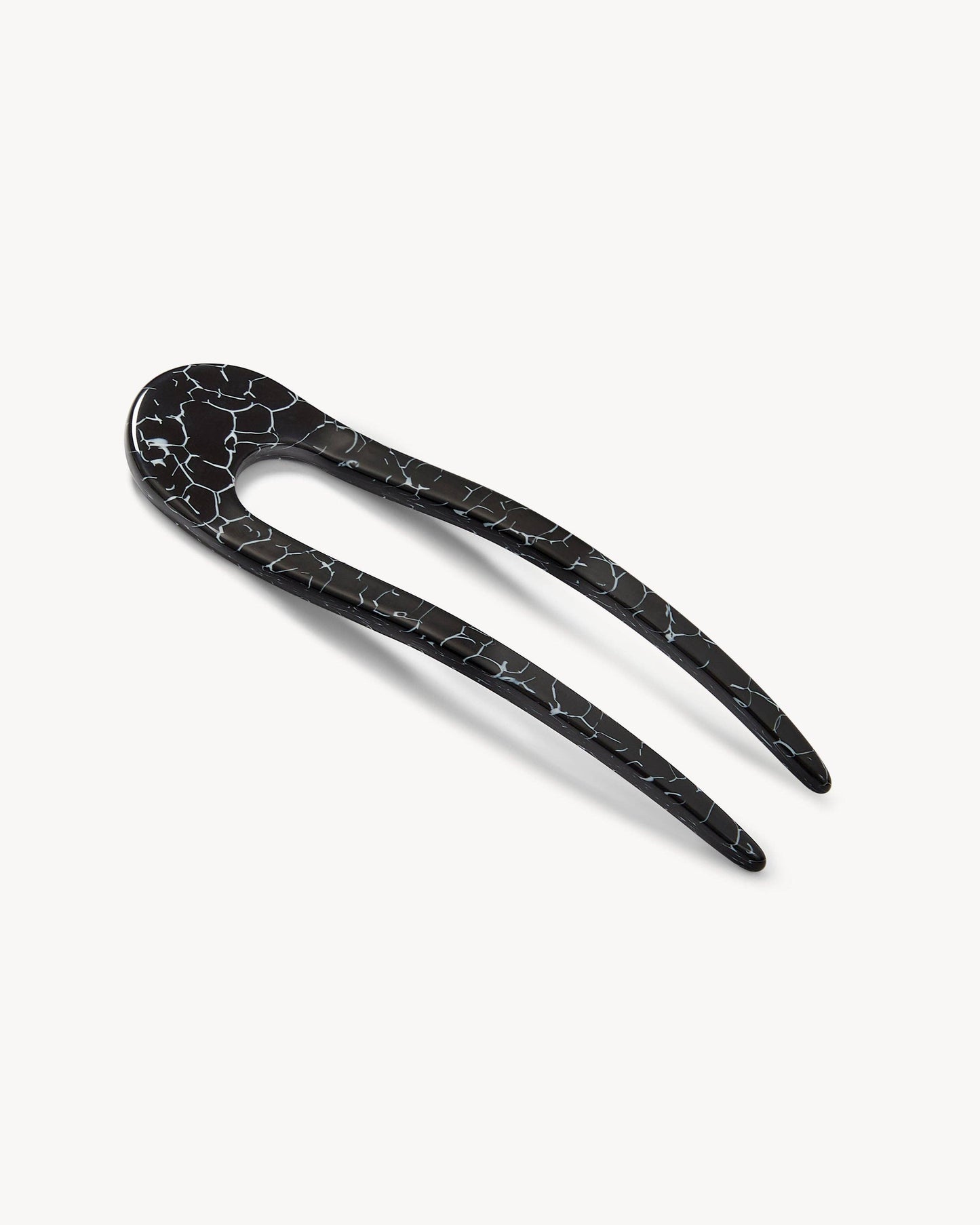 French Hair Pin in Black Marble