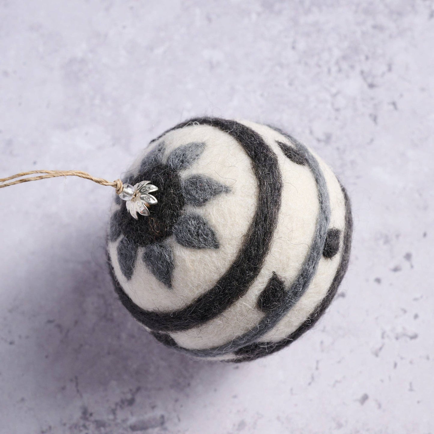 Striped Felt Ball Ornament