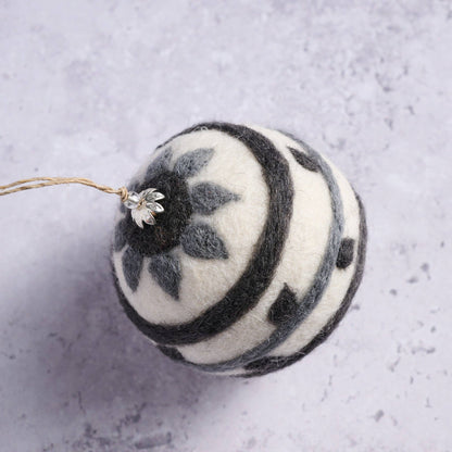 Striped Felt Ball Ornament